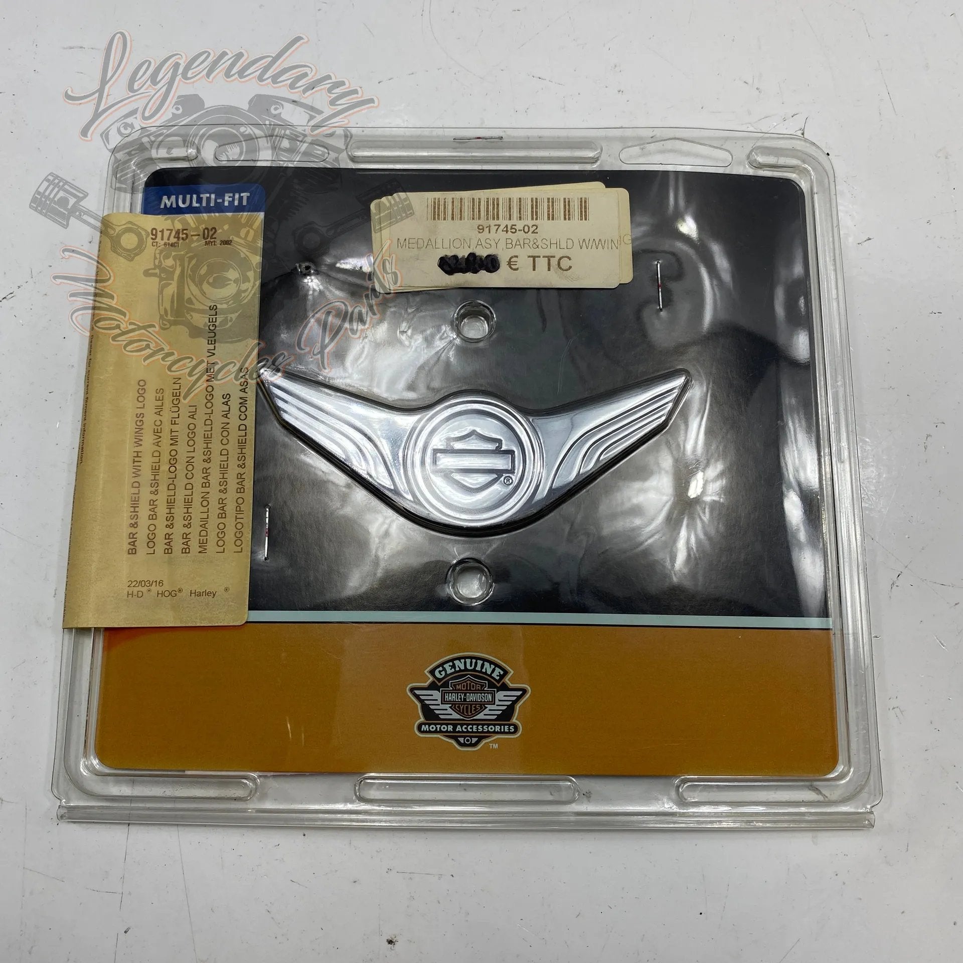 Decorative Medallion, Bar and Shield with Wings OEM 91745-02