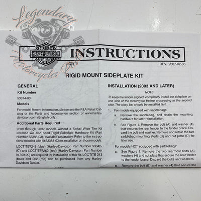 Plaques latérales de fixation rigide de sissy bar OEM 53374-03