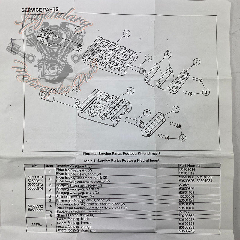 Footpeg wear pins OEM 50500892