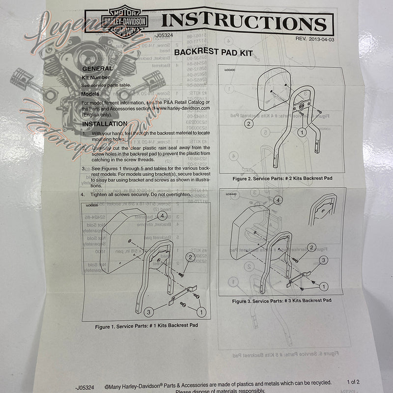 Sissy bar cushion OEM 52300301