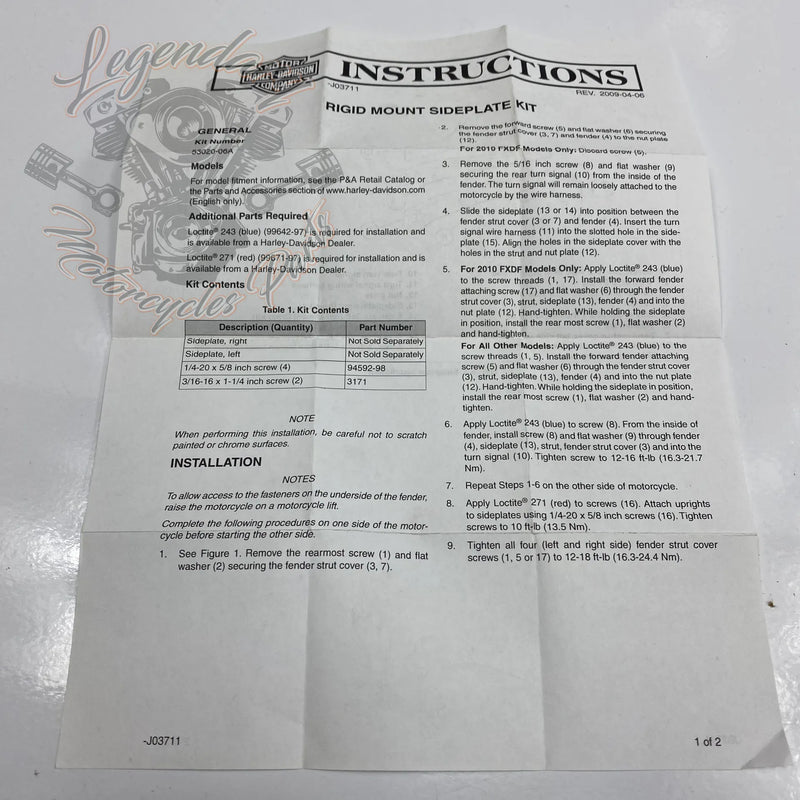 Sissy Bar Rigid Side Plates OEM 53020-06A
