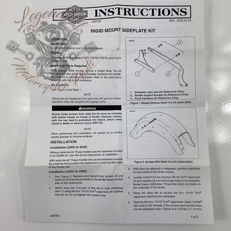 Plaques latérales de sissy bar OEM 53378-03A