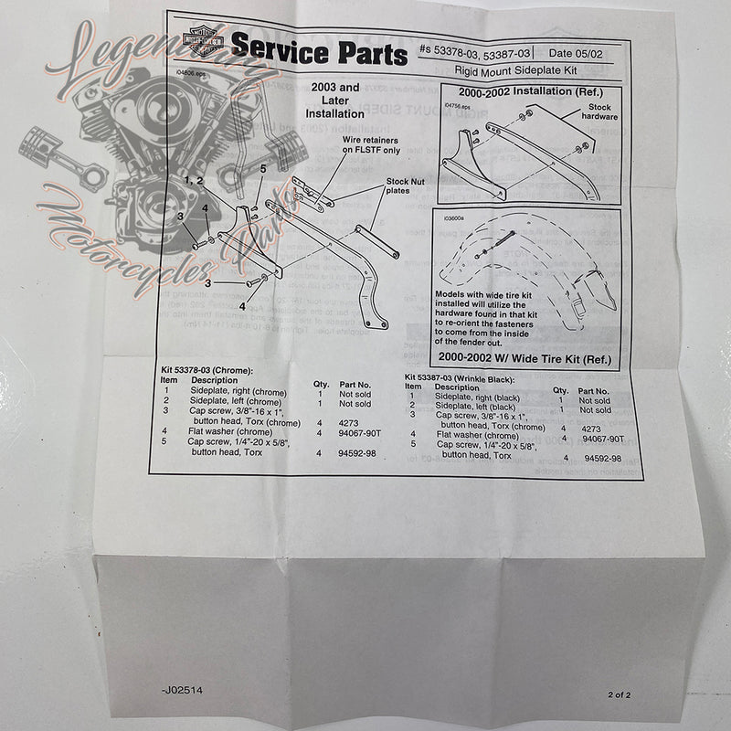 Sissy bar side plates OEM 53378-03