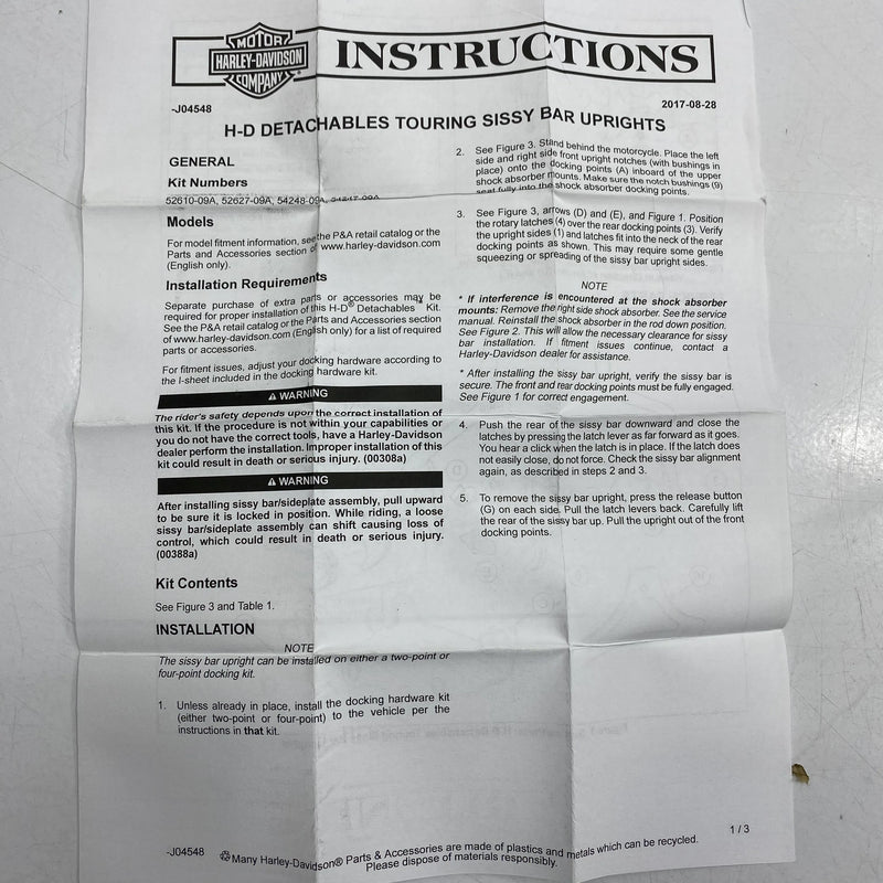 Sissy bar Detachables OEM 54247-09A