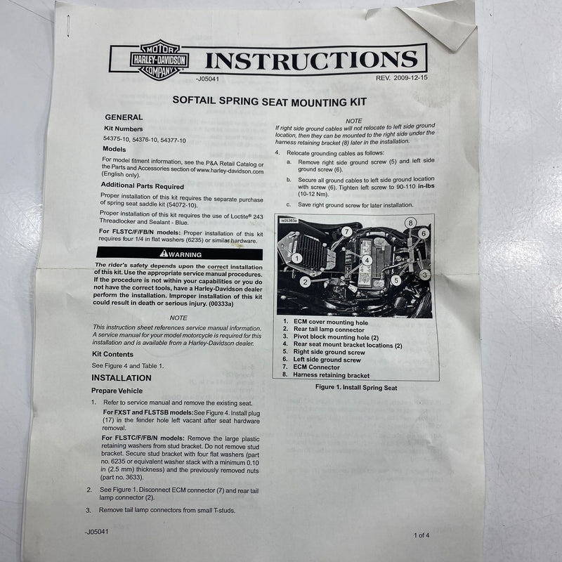 Kit de instalação de selim individual com mola OEM 54376-10