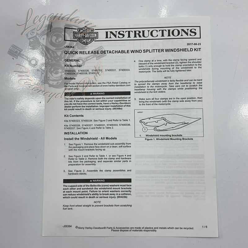 Wind Splitter Detachables Windshield 14 OEM 57400331 – Legendary Parts
