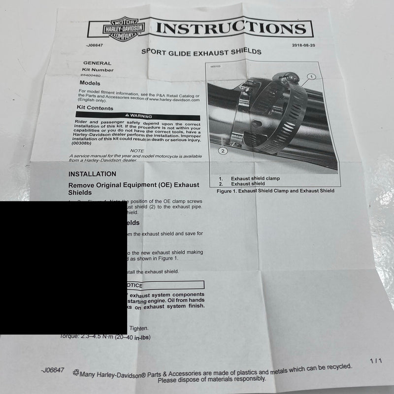 Exhaust Header Heat Shield OEM 65400480