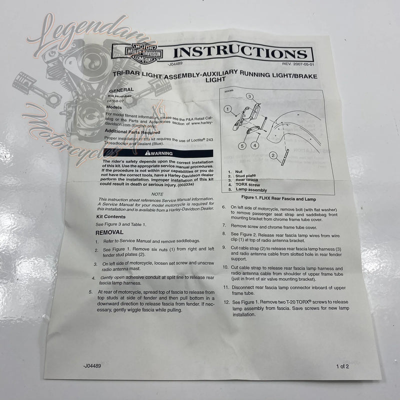 Fanale posteriore Tri-bar con funzione posizione/freno OEM 68358-07