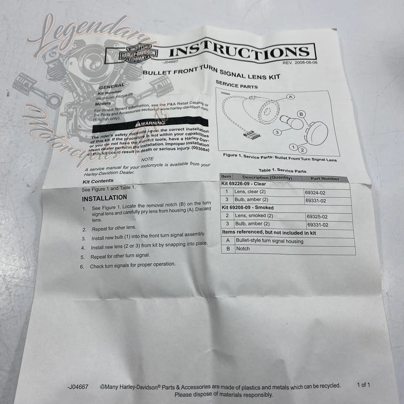 Getönte Blinkergläser für Bullet-Blinker vorne OEM 69208-09