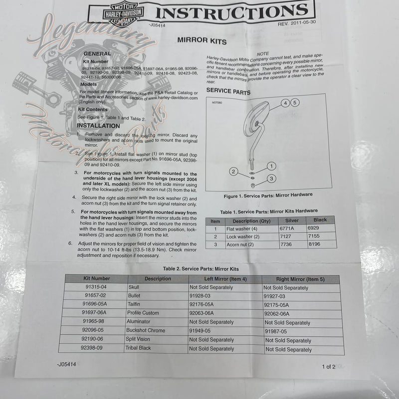 Paire de rétroviseurs Buckshot OEM 92096-05