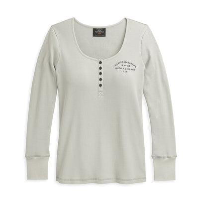 Henley-Shirt mit Rosen-Grafik - Damen