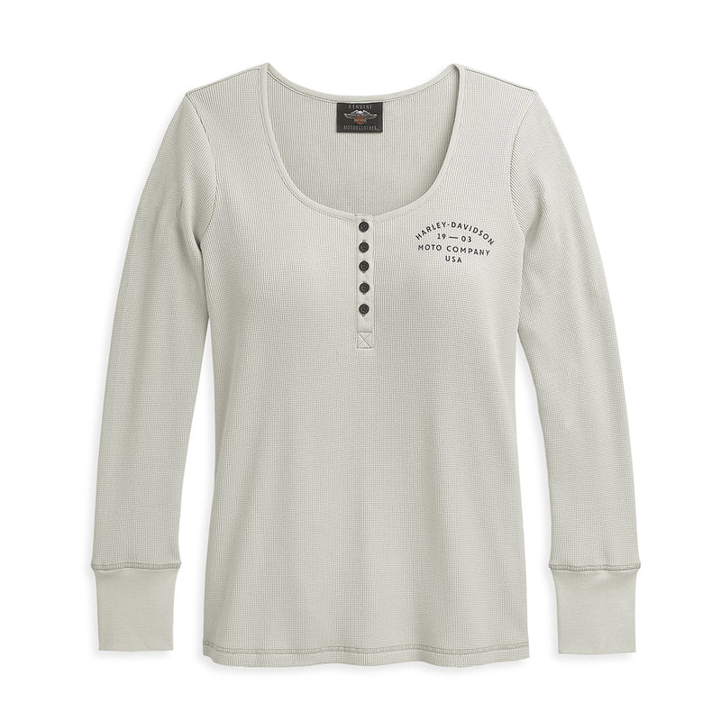 Henley-Shirt mit Rosen-Grafik - Damen