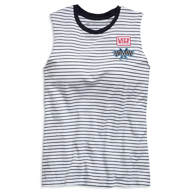 Gestreiftes ärmelloses T-Shirt - Damen