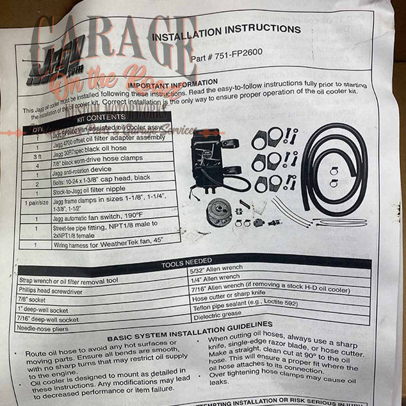 Oil cooler kit Ref. 0713-0123